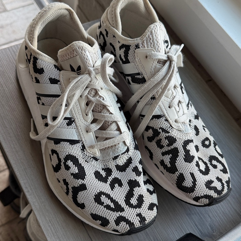 Adidas Black and White Animal Print Sneakers